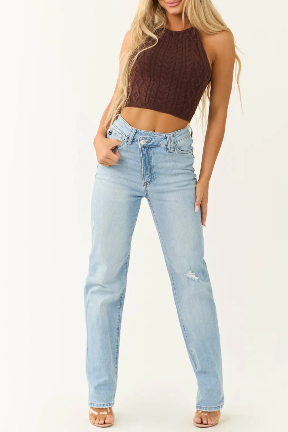Light Wash Slightly Distressed Jeans