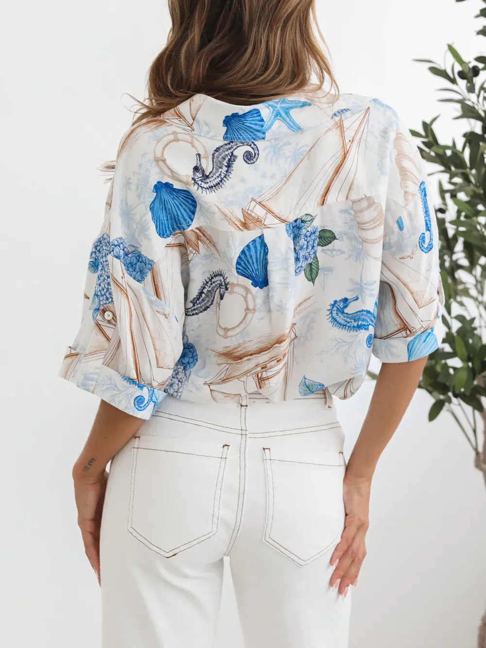 Casual Style White Print Shirt