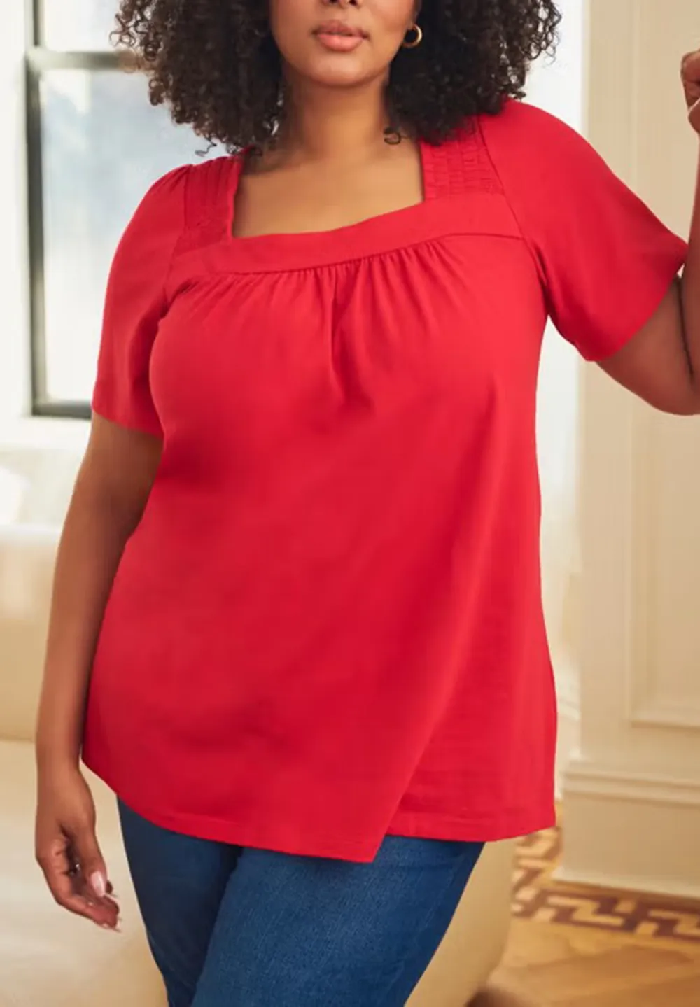 Square Neck Solid Color Top