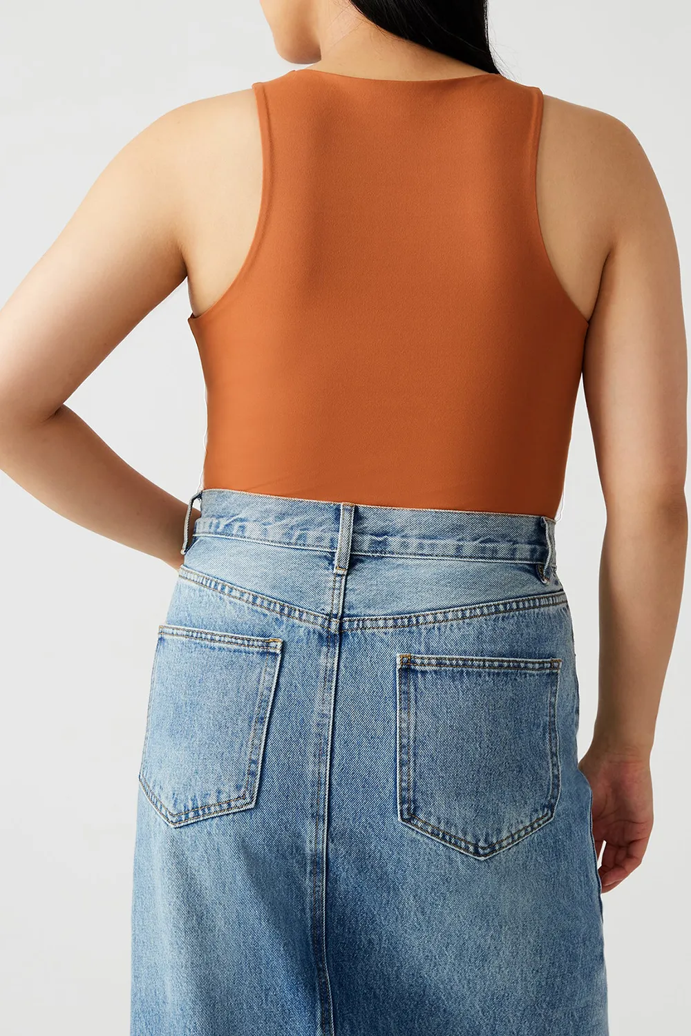 Crew Neck Bodysuit Red