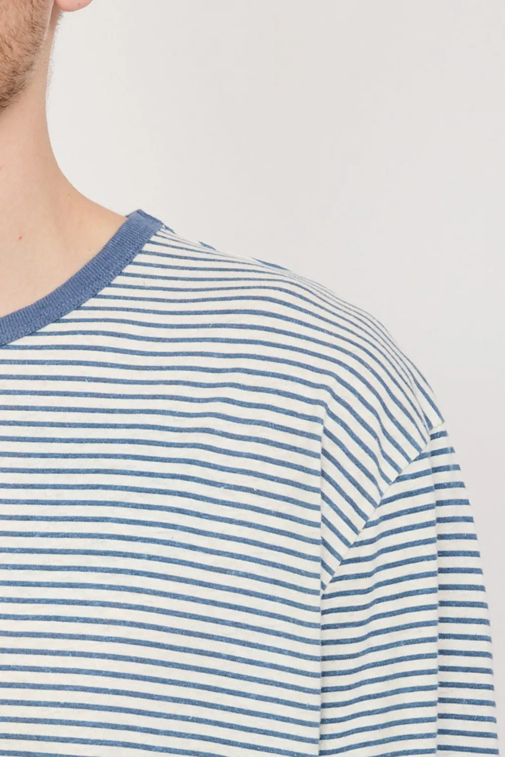 Hemp Tee Natural/Indigo Stripe