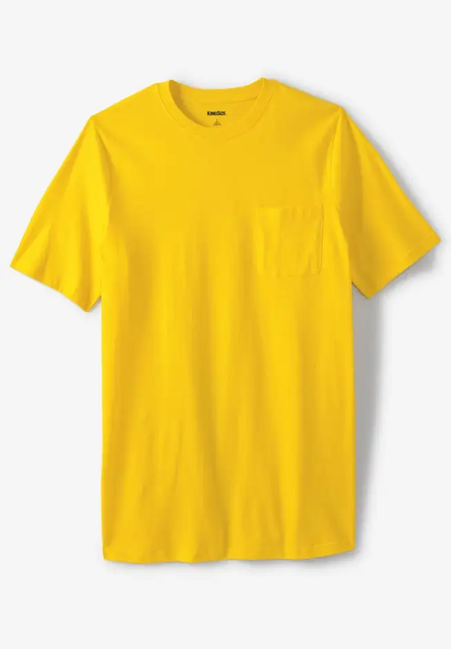 Shrink-Less Lightweight Longer-Length Crewneck Pocket T-Shirt