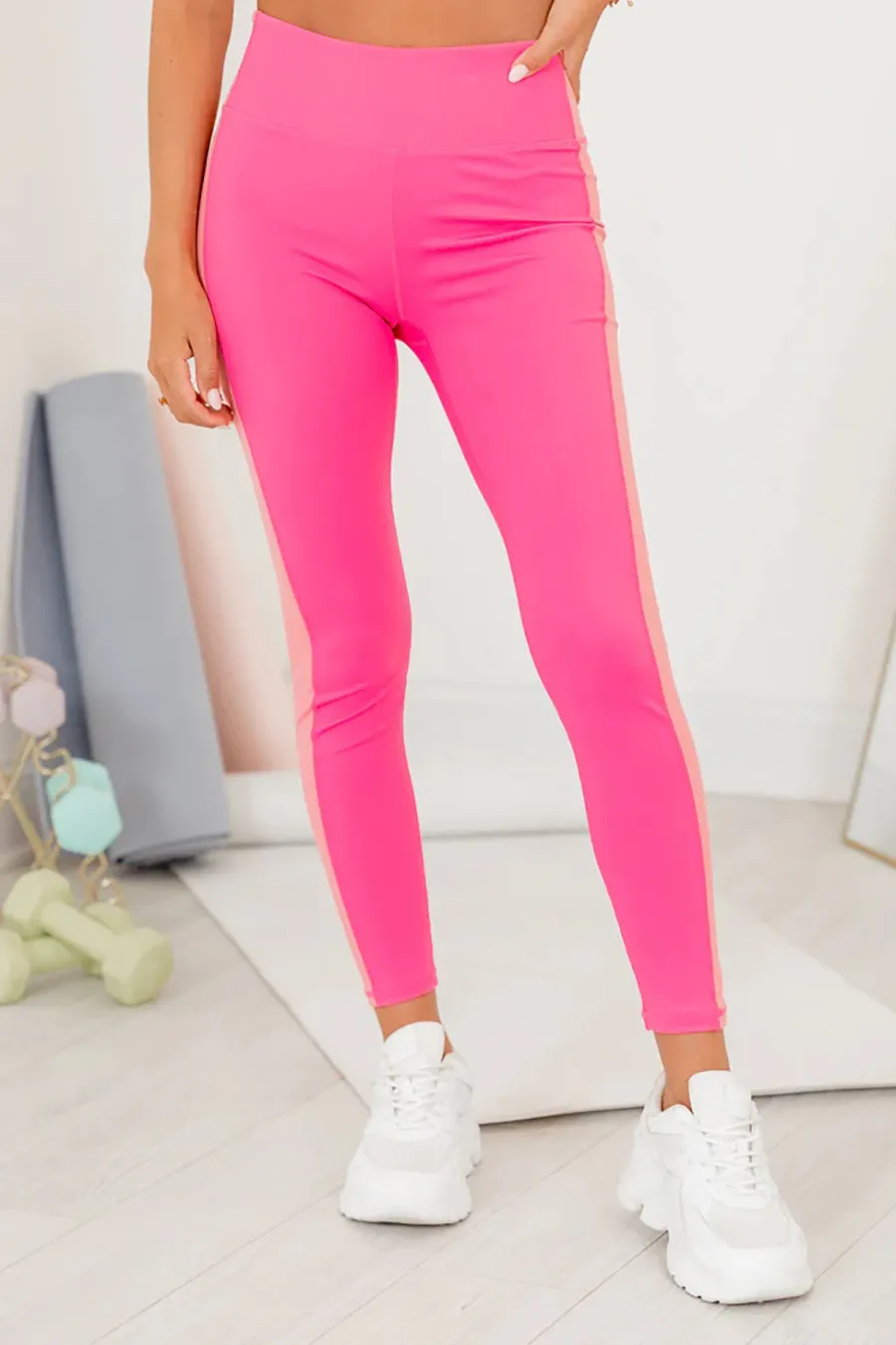 Pink Color Block Leggings