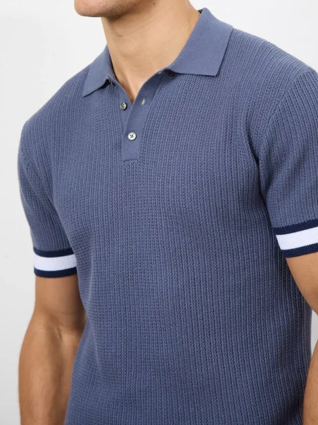 Slate Blue Soft Simple Athletic Polo Shirt
