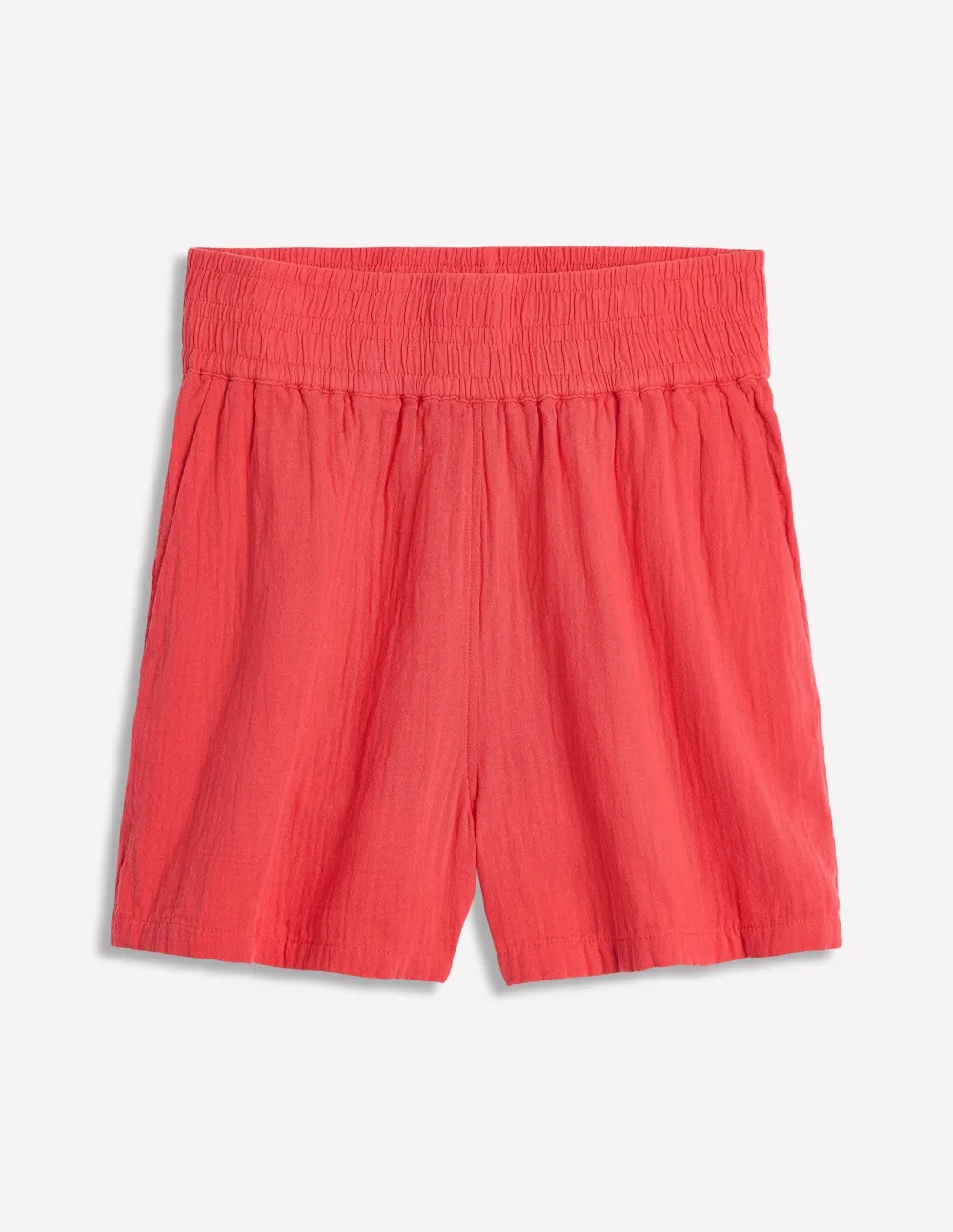 Ruby Red Elastic - Waist Cotton Shorts