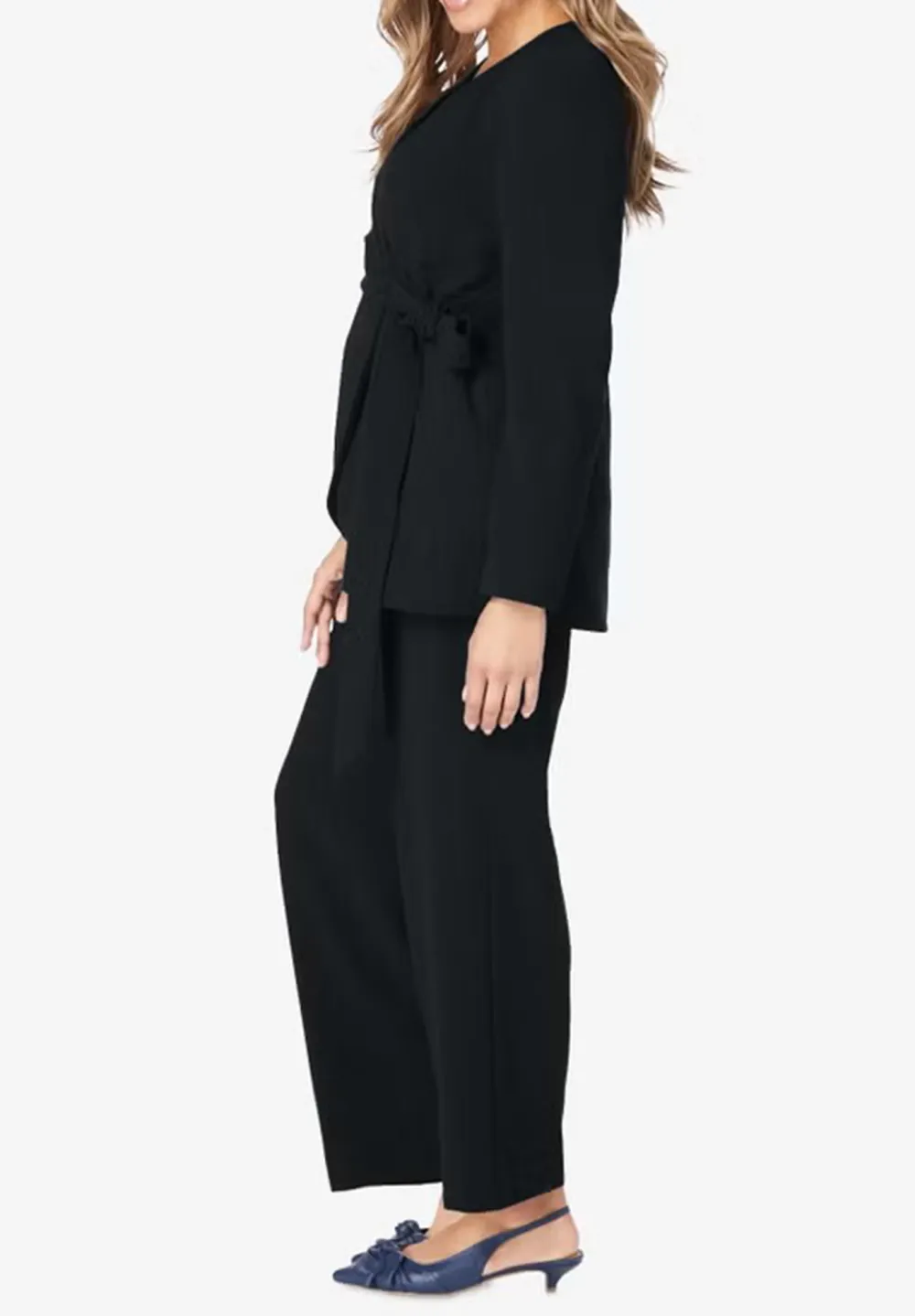 V-neck Faux Wrap Pantsuit