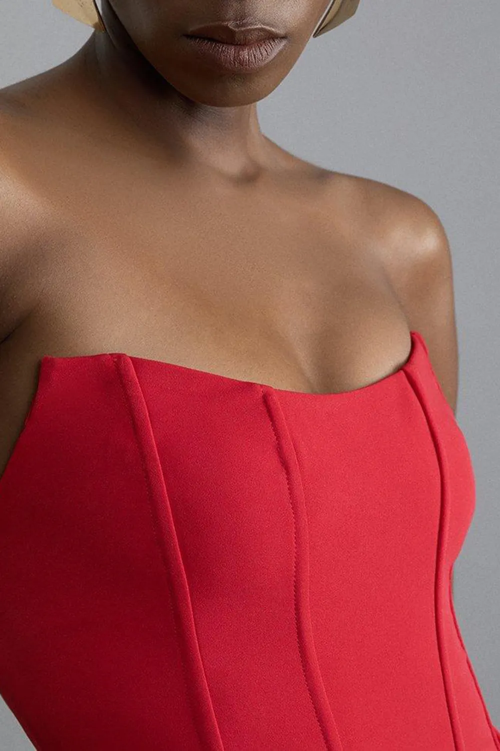 Petite Premium Viscose Jersey Corset Midi Dress