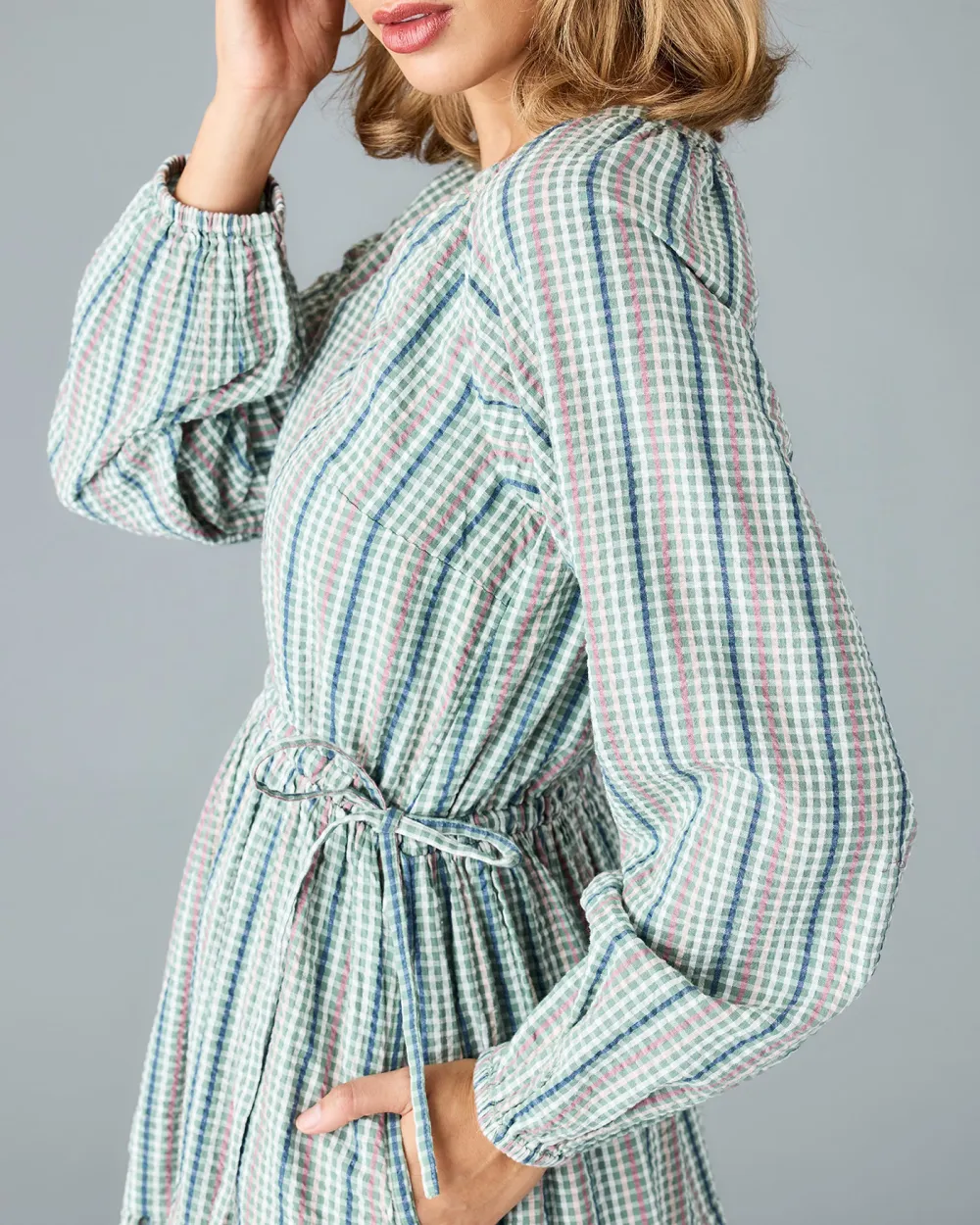 Light Colored Checkered Dress