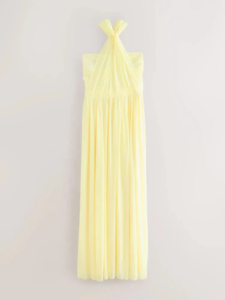 Yellow Mesh Multiway Maxi Dress