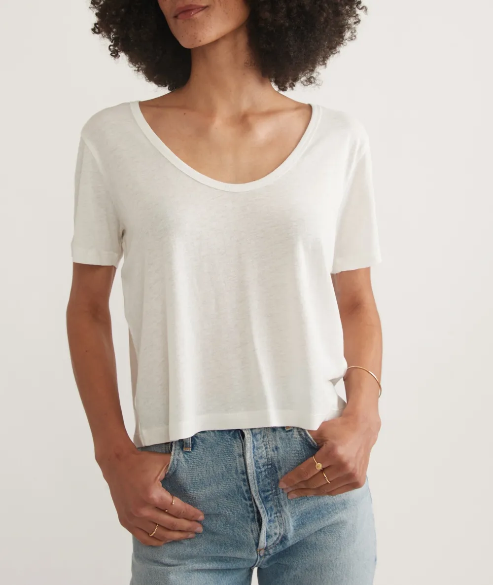 Crisp White Scoop Neck Tee