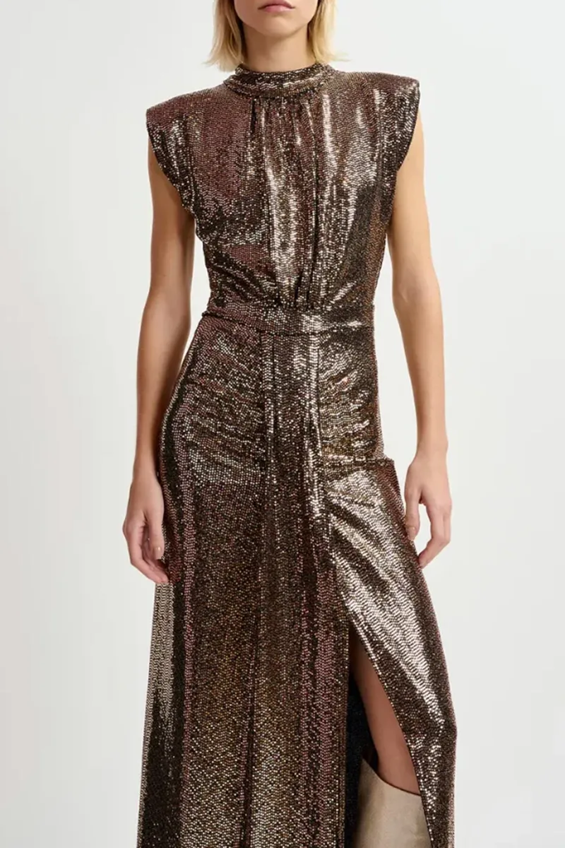 Sleeveless Ruched Waist Midi Dresses