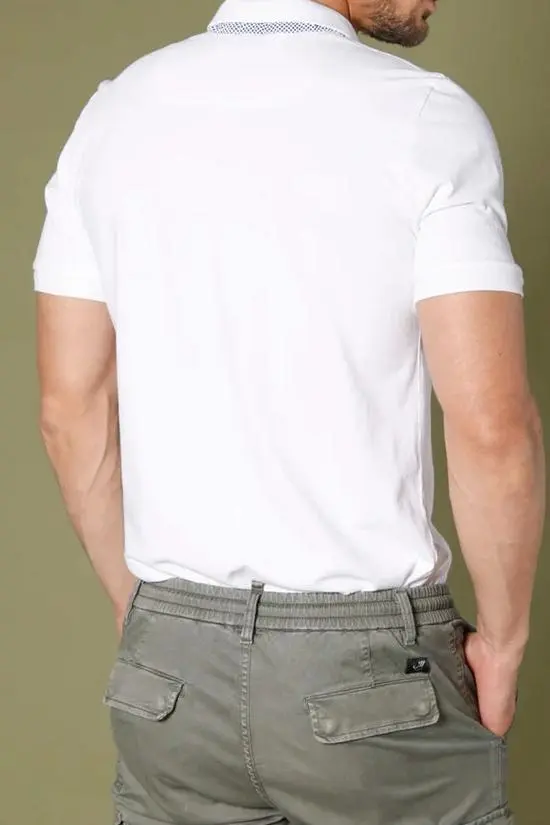Men's White Cotton Polo Shirt