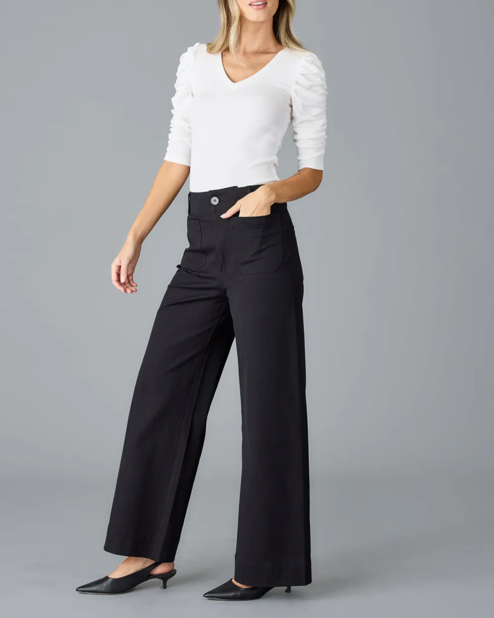 Black High Waisted Wide Leg Trouser