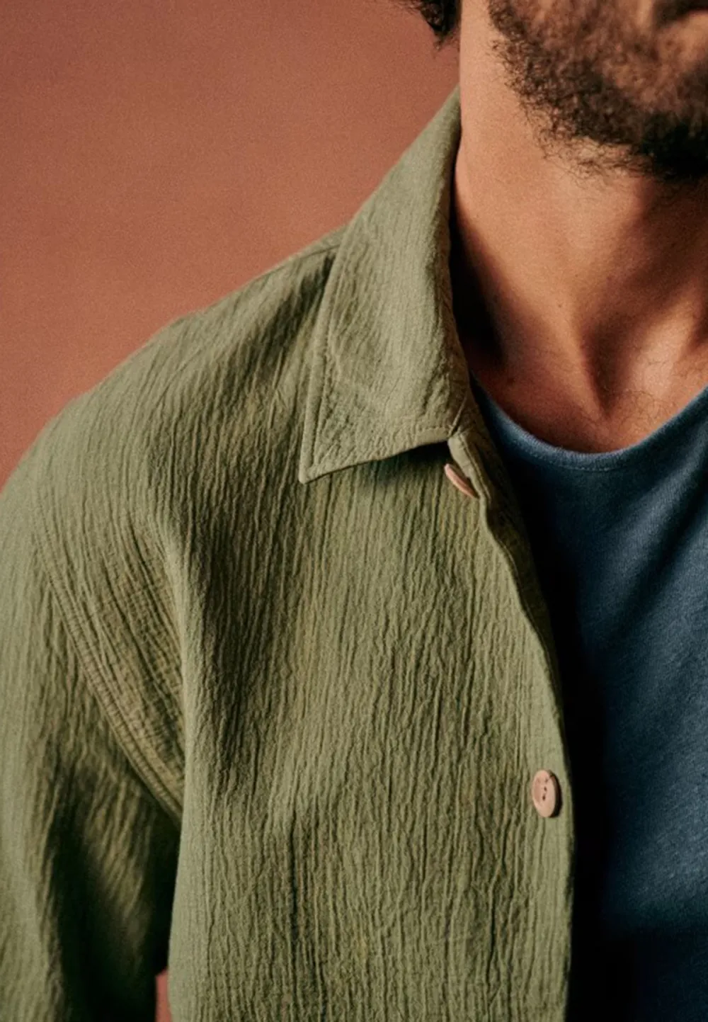 Coton Texture Jacket-Green