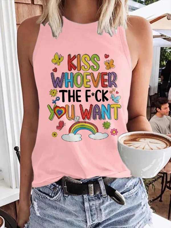 Women'S Kiss Whoever The F*Ck You Want Round-Neck Sleeveless Vest