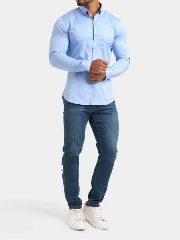 In Mid Blue Soft Comfortable Athletic Blouse