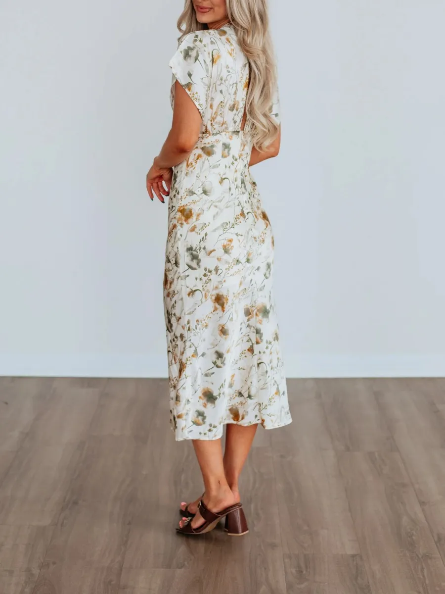 Floral V-Neck Midi Dress