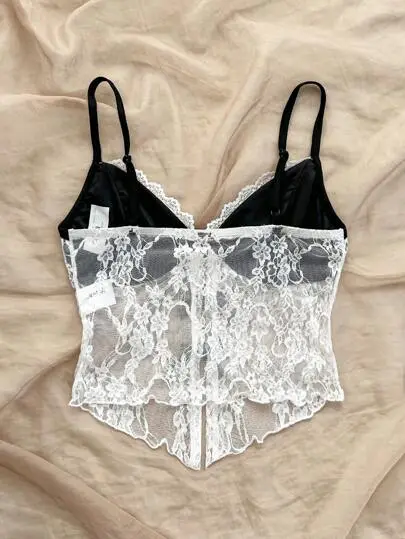 Lace Front Bow Detail Tank Top