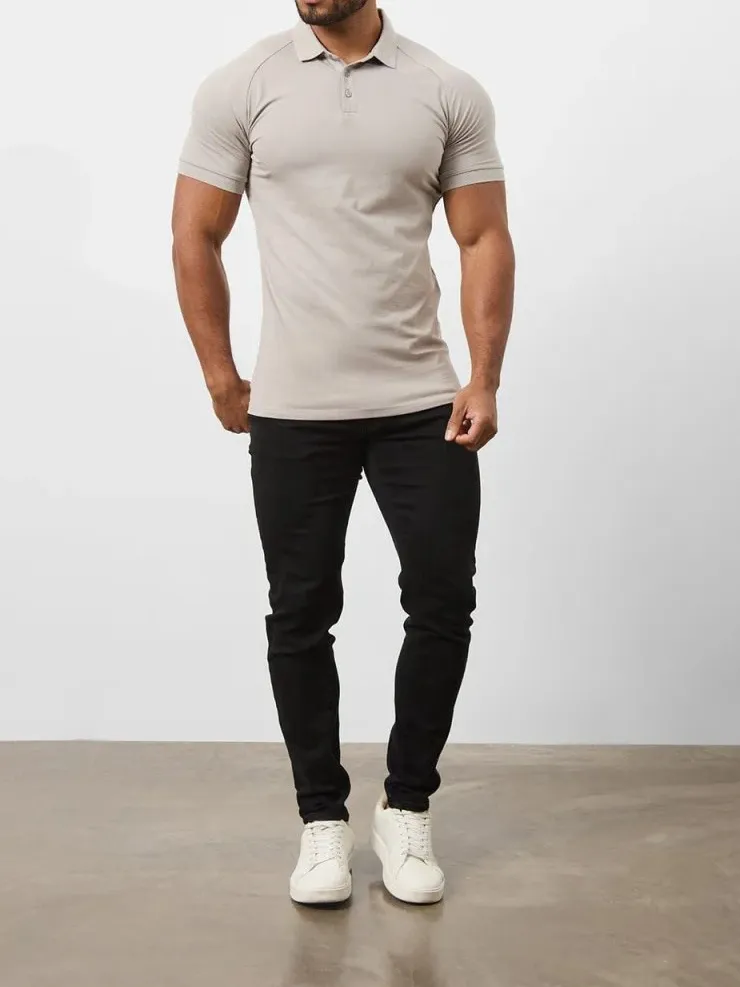 Concrete Grey Soft Simple Athletic Polo Shirt