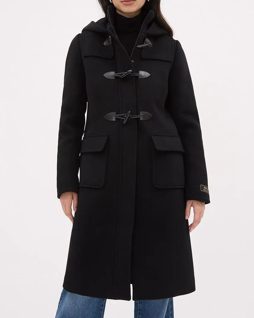 Hooded Wool Coat With Toggle Closure