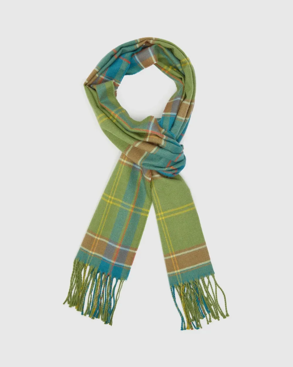 Green and Blue Plaid Flannel Scarf