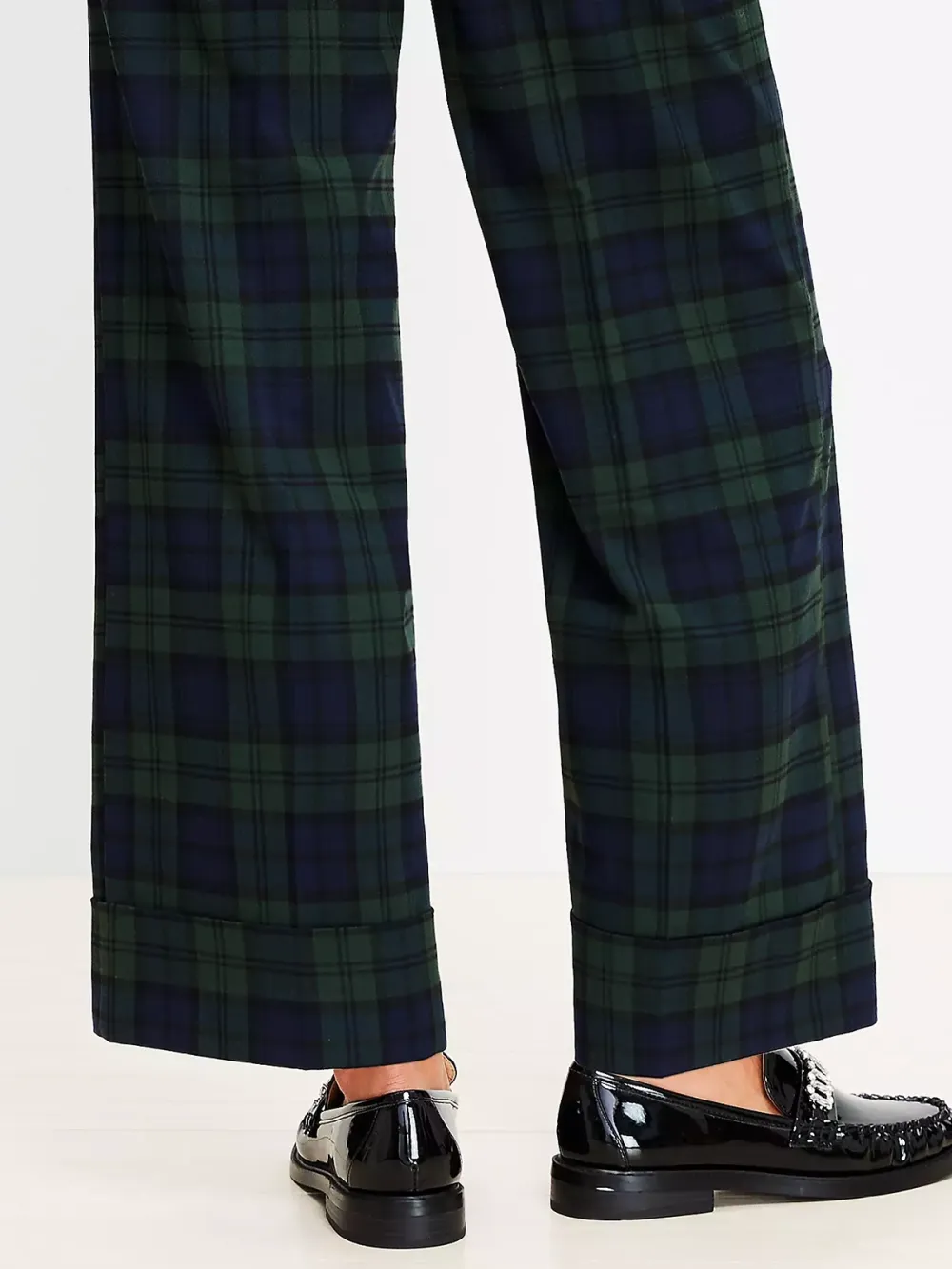 Straight Cropped Cuff Pant In Plaid Brushed Flannel