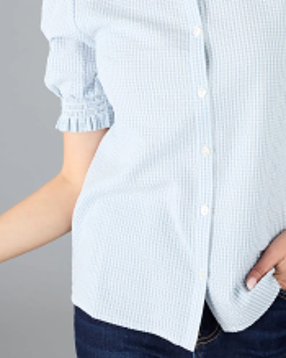 Striped Button Front Blouse