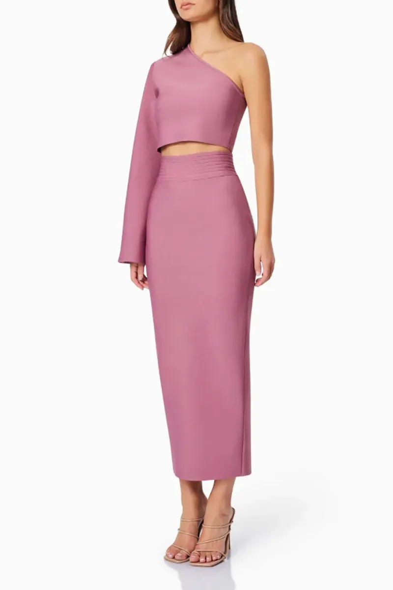 One Shoulder Flare Sleeve Two Piece Sets