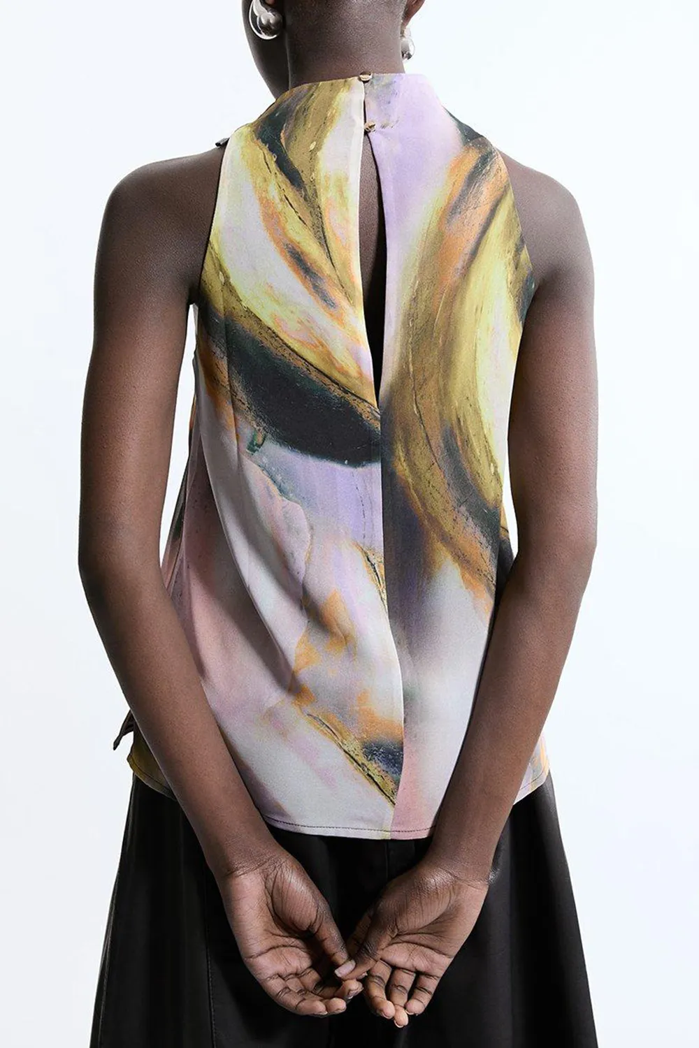 Georgette Draped Halter Woven Top