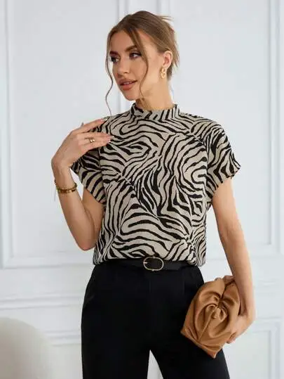 Leopard Print Wide Strap Shirt