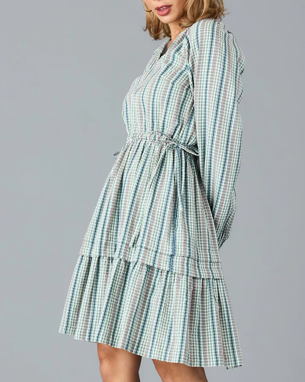 Light Colored Checkered Dress