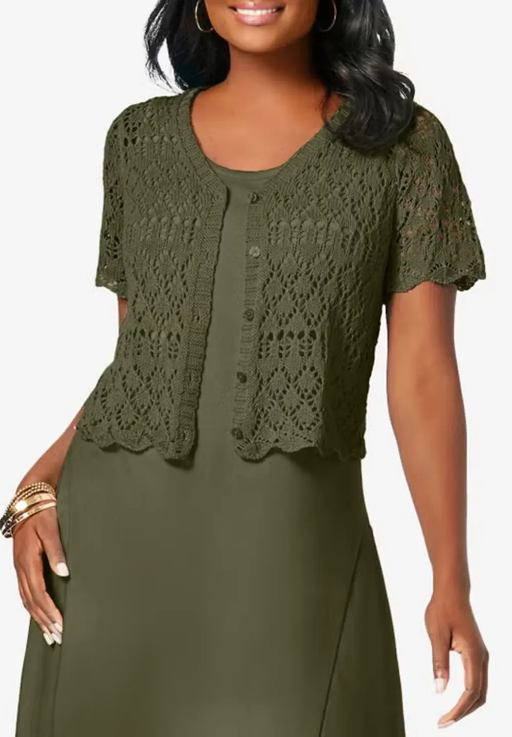 Solid Color Crochet Cardigan