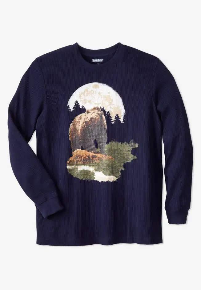 Waffle-knit Thermal Crewneck Tee