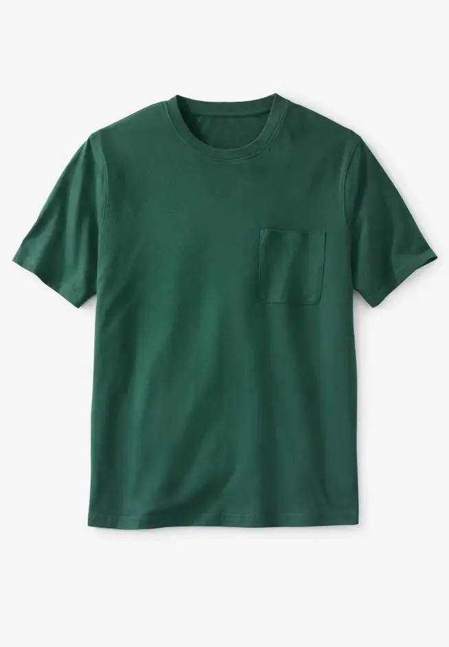 Shrink-Less Lightweight Pocket Crewneck T-Shirt
