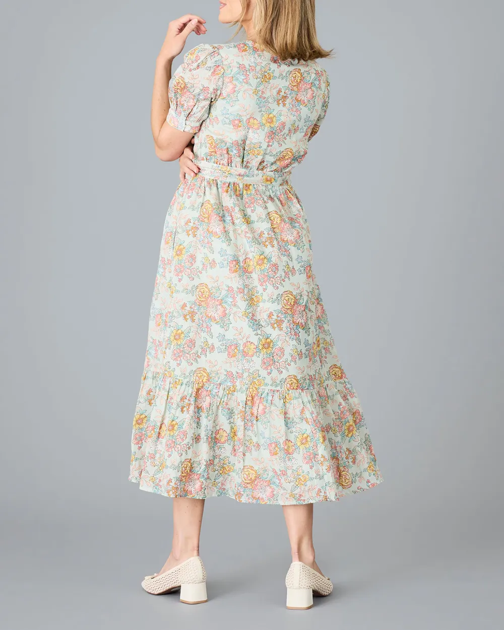 Pastel Floral Belted Dress
