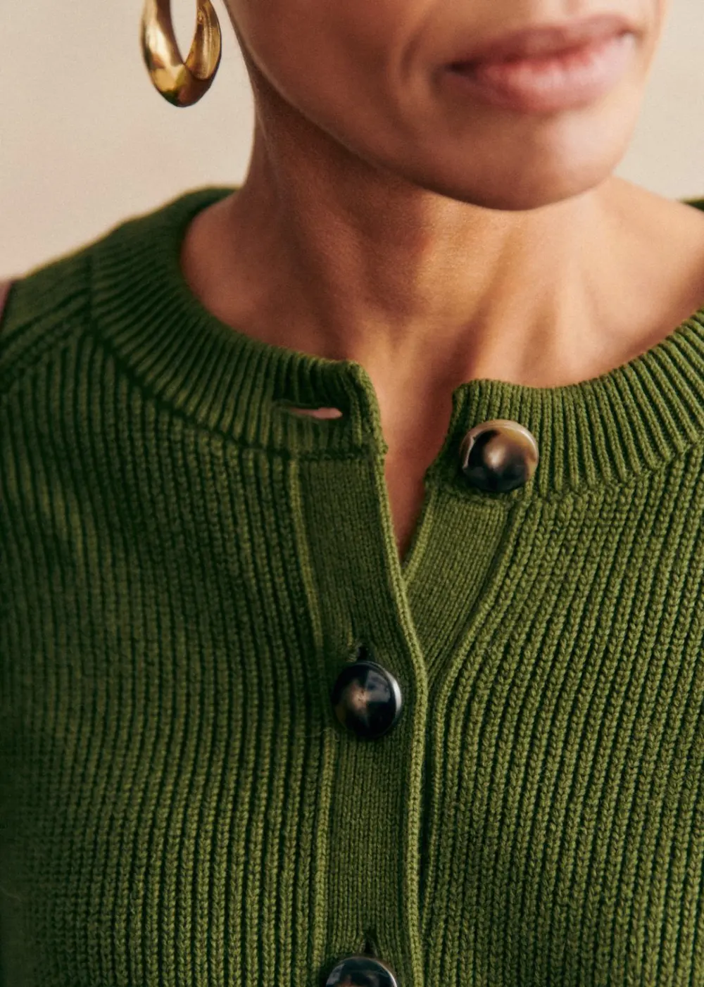 Crew Neck Organic Cotton Long Sleeve Cardigan