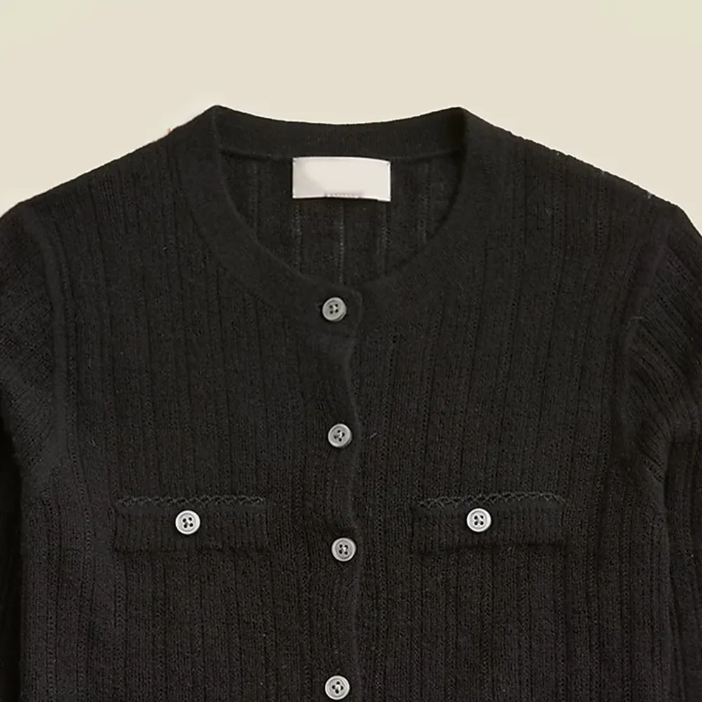Cashmere Pointelle Shrunken Cardigans