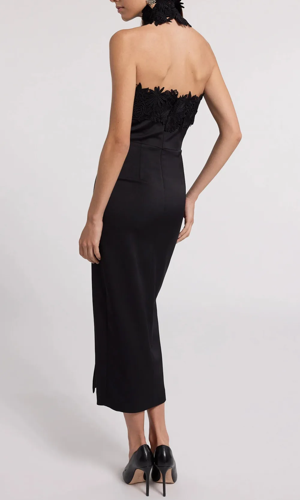 Raven Lace Combo Halter Dress