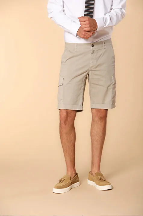 Light Beige Slim Fit Men'S Cotton Shorts
