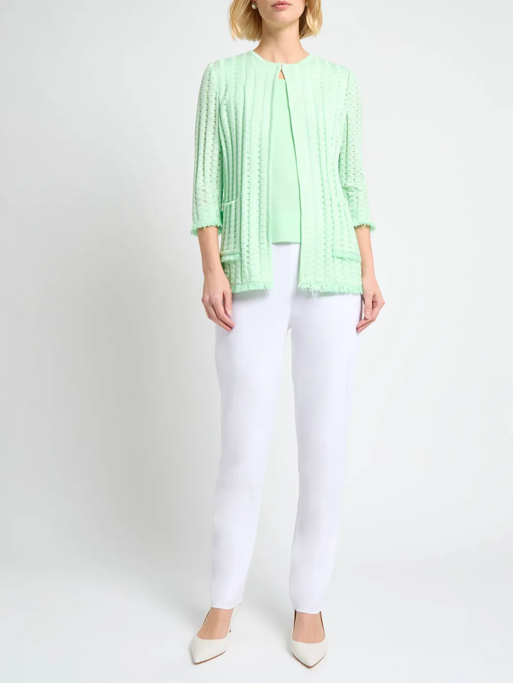 Three Quarter Sleeve Solid Color Jacket