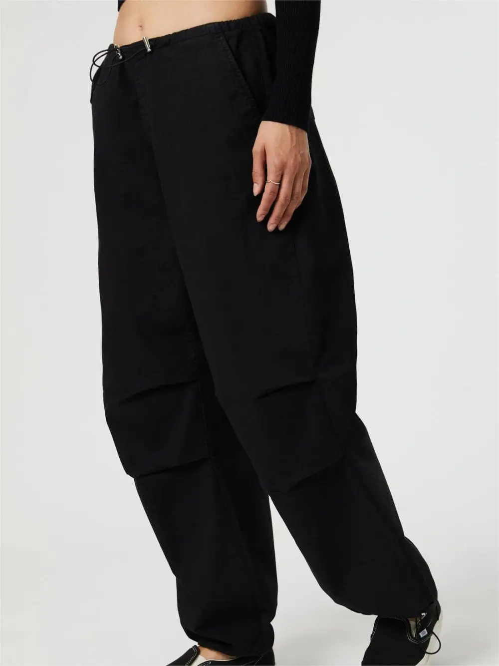 Casual Style Cotton Black Pants