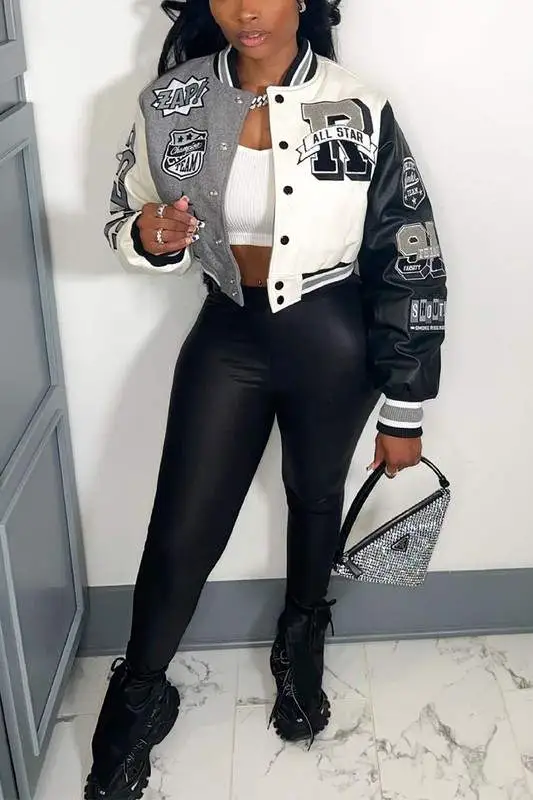 Apex Two-Tone Cropped Varsity Jacket