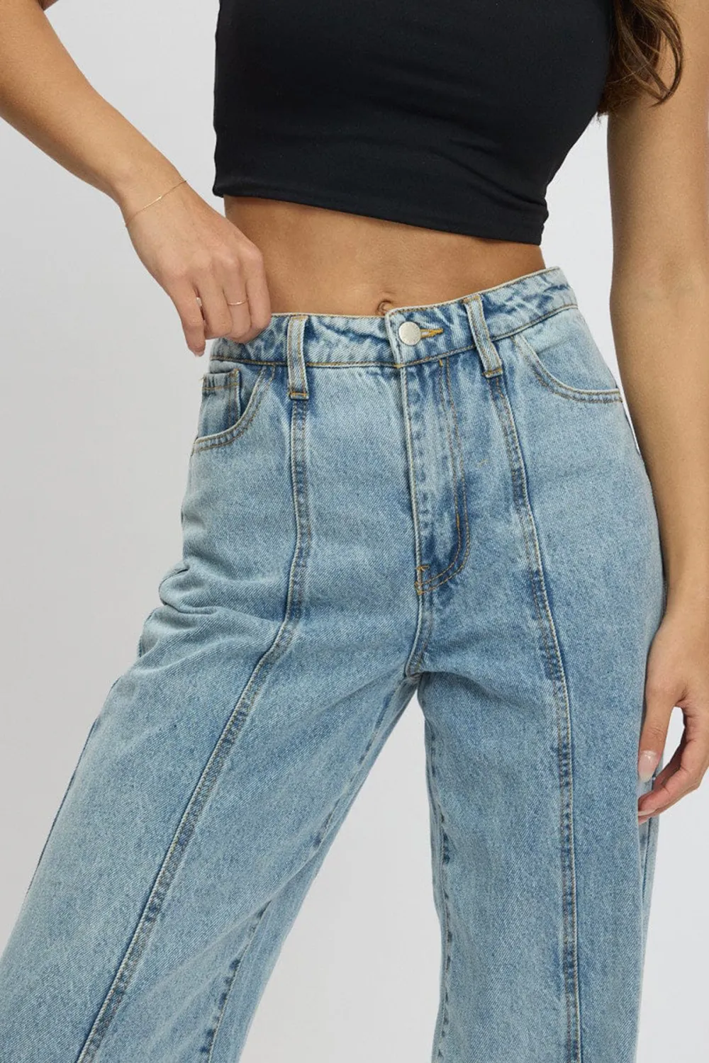 Denim Wide Leg Jean Mid Rise