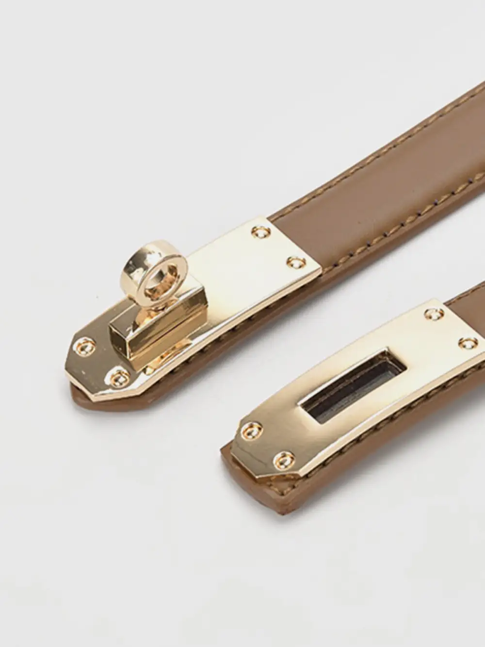 Brown Leather Belt for Slim Waist Design