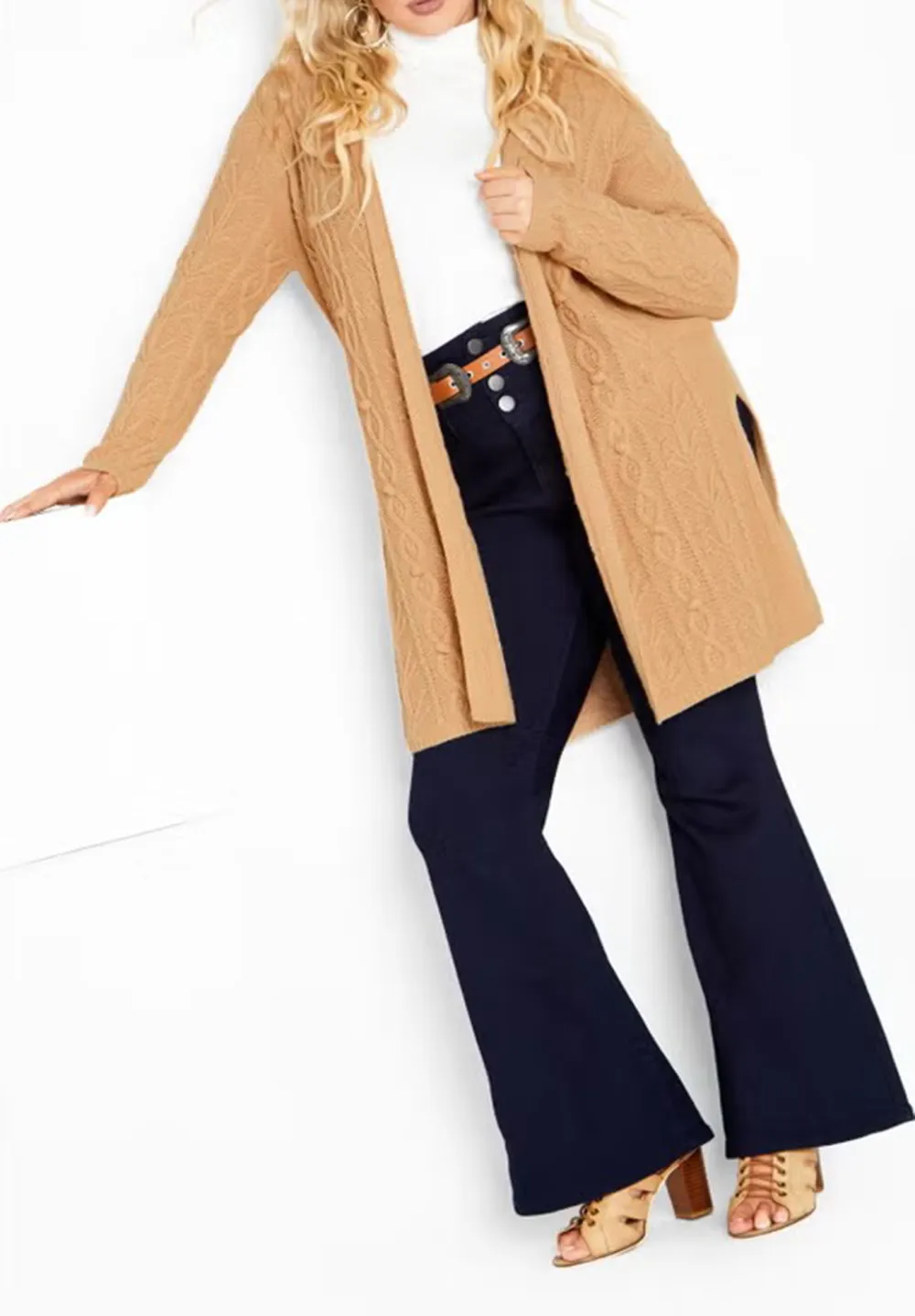 Solid Color Fitted Knitted Cardigan