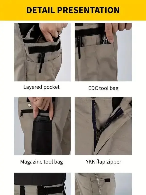🔥2025 Men's Durable Solid and Printed Pocket Zipper Waterproof Tactical Overalls