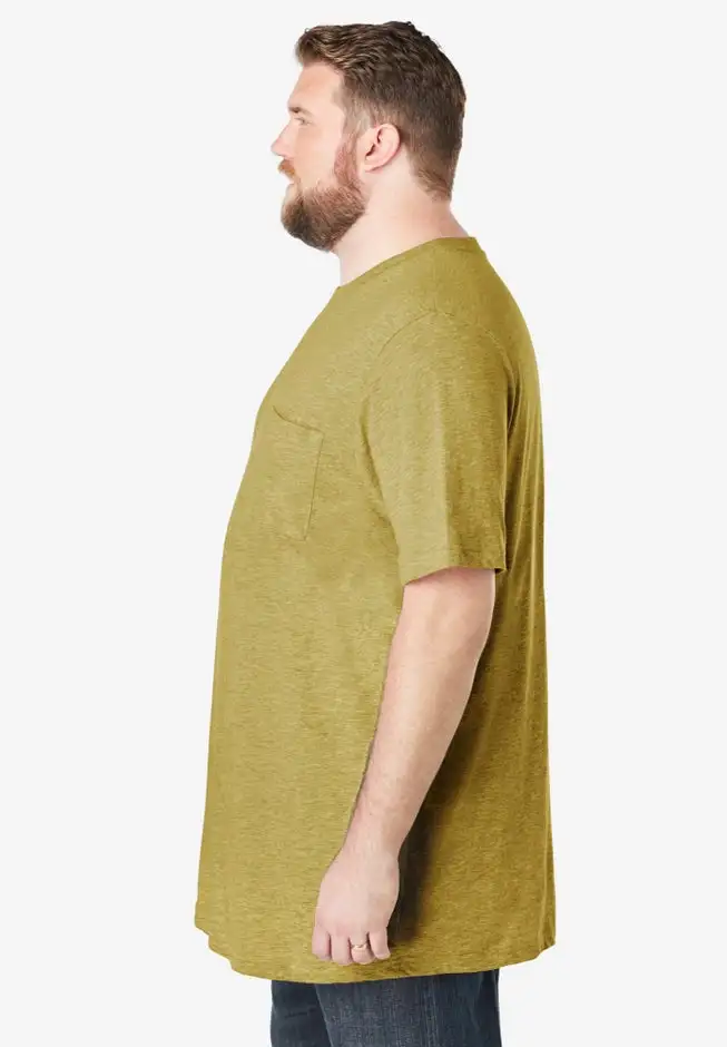 Shrink-Less Lightweight Longer-Length Crewneck Pocket T-Shirt