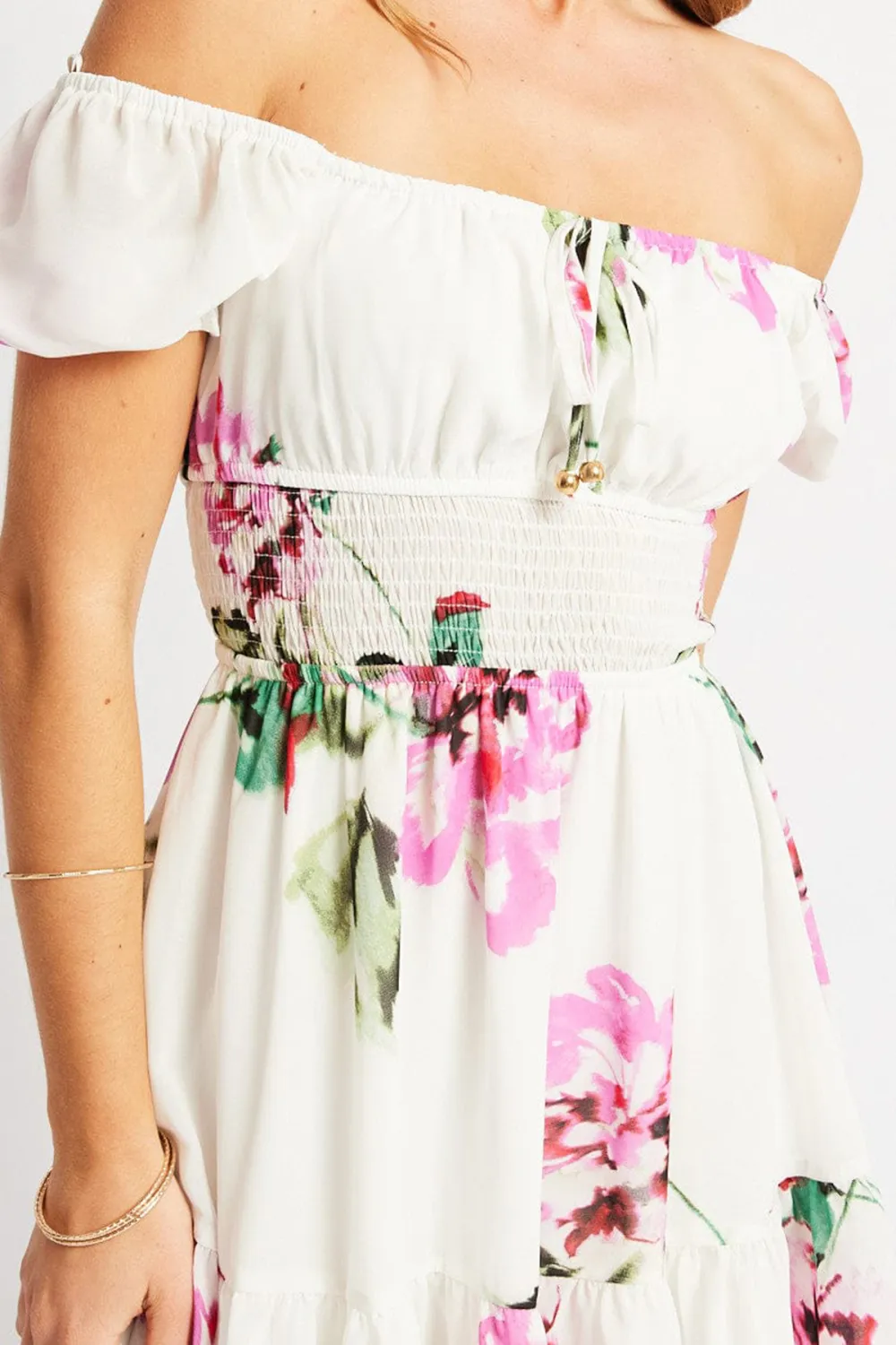 Purple Floral Fit And Flare Dress Mini