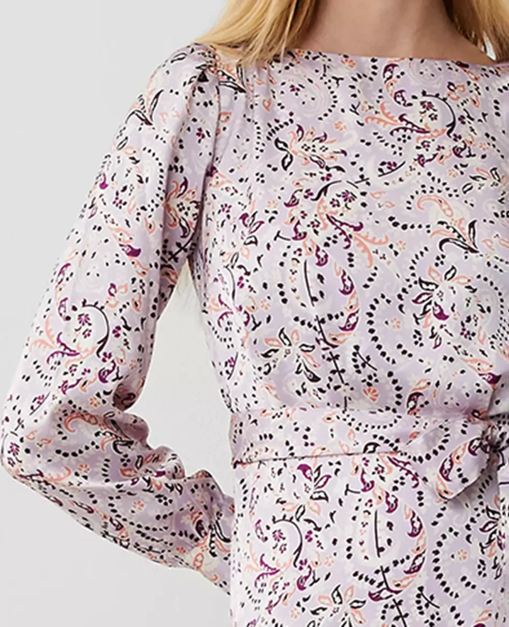 Floral Puff Shoulder Belted Flare Dress