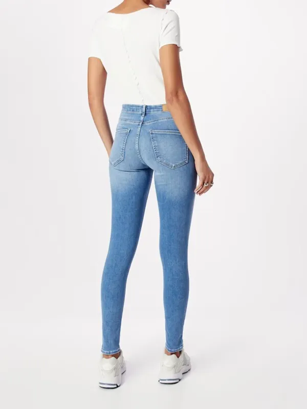 Light Blue Mid-Waist Casual Style Jeans